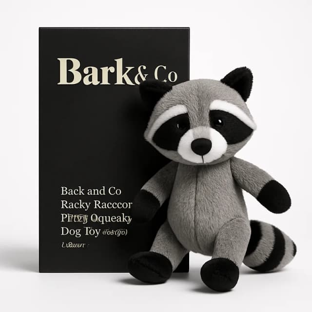 Bark and Co Rocky Raccoon Plush Squeaky Dog Toy (Large)