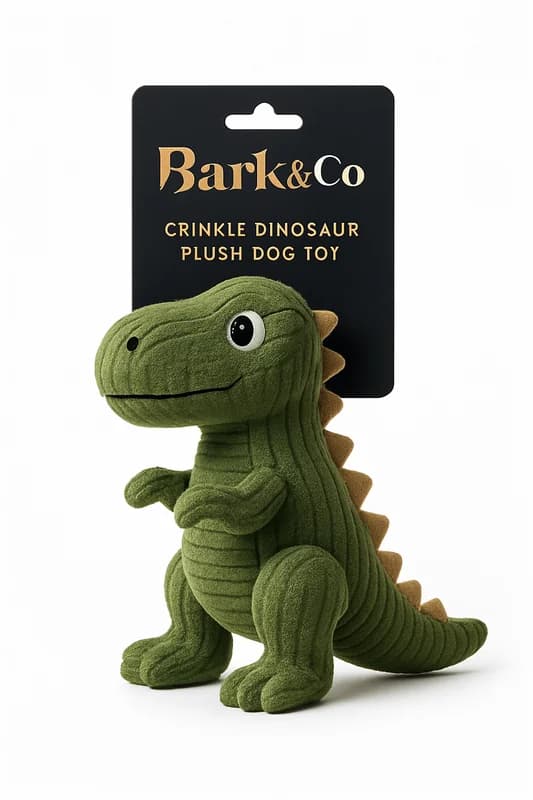 Bark & Co Crinkle Dinosaur Plush Dog Toy