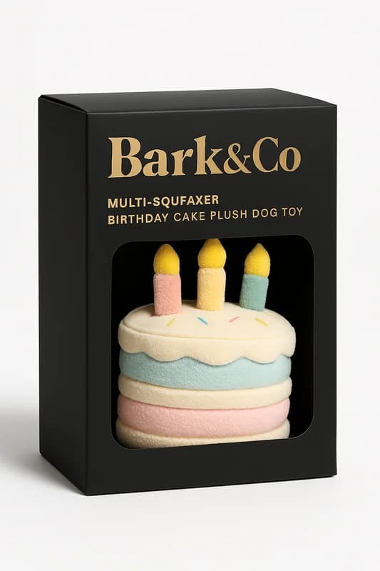Bark & Co Multi-Squeaker Birthday Cake Plush Dog Toy