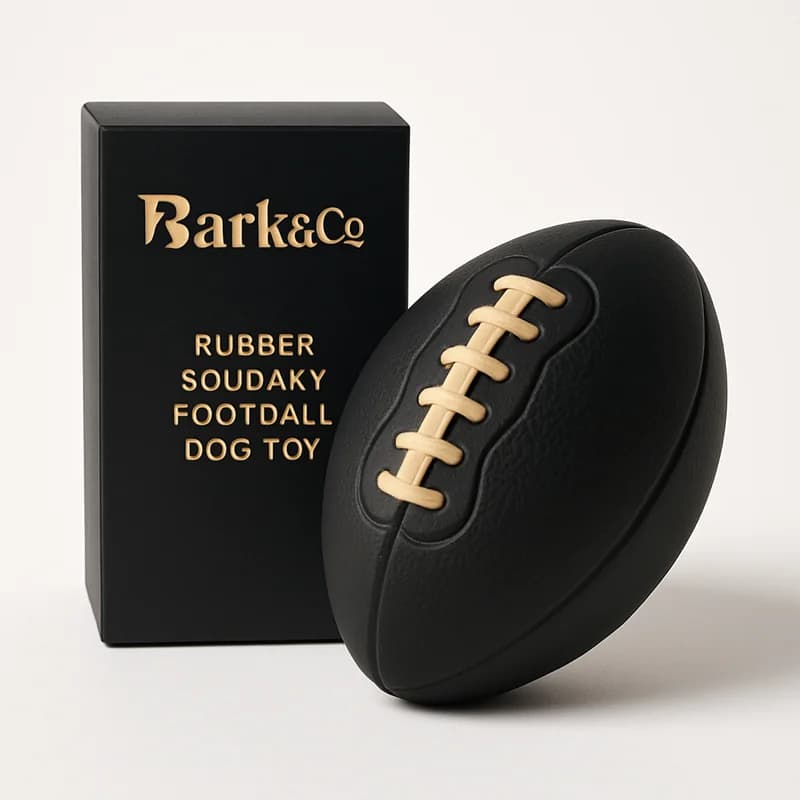 Bark & Co Rubber Squeaky Football Dog Toy