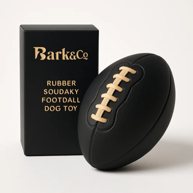 Bark & Co Rubber Squeaky Football Dog Toy