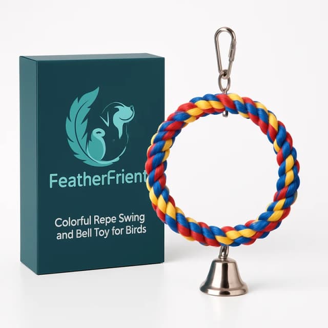 FeatherFriend Colorful Rope Swing and Bell Toy for Birds