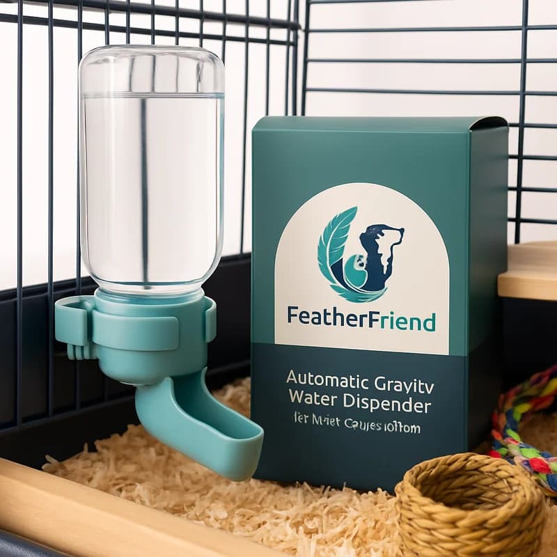 FeatherFriend Automatic Gravity Water Dispenser for Bird Cages (8 oz)