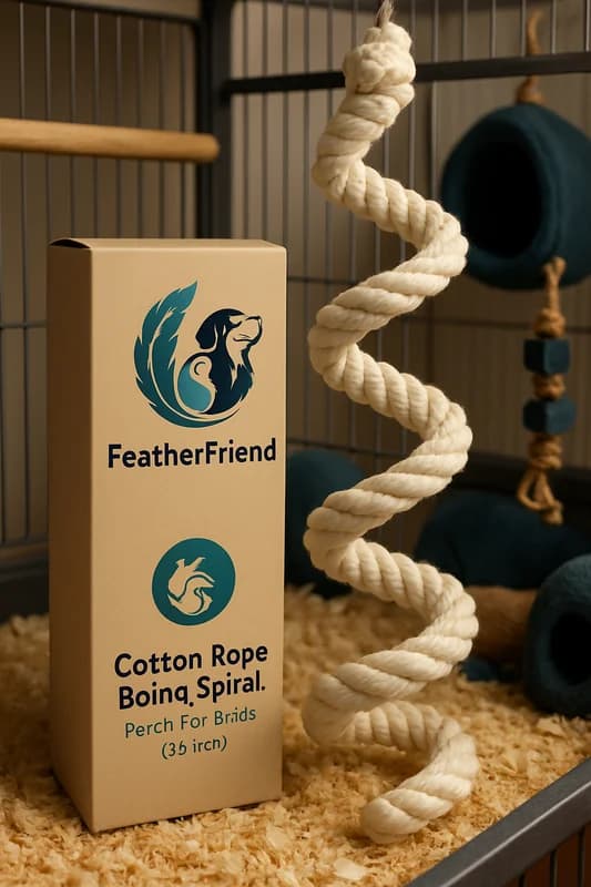 FeatherFriend Cotton Rope Boing Spiral Perch for Birds (36 inch)