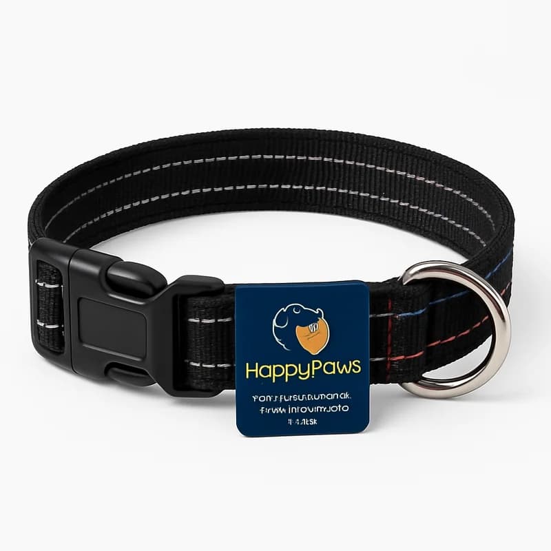 HappyPaws Adjustable Reflective Nylon Collar for Dogs (Large)