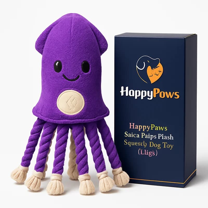HappyPaws Squid Rope Plush Squeaky Dog Toy (Large)