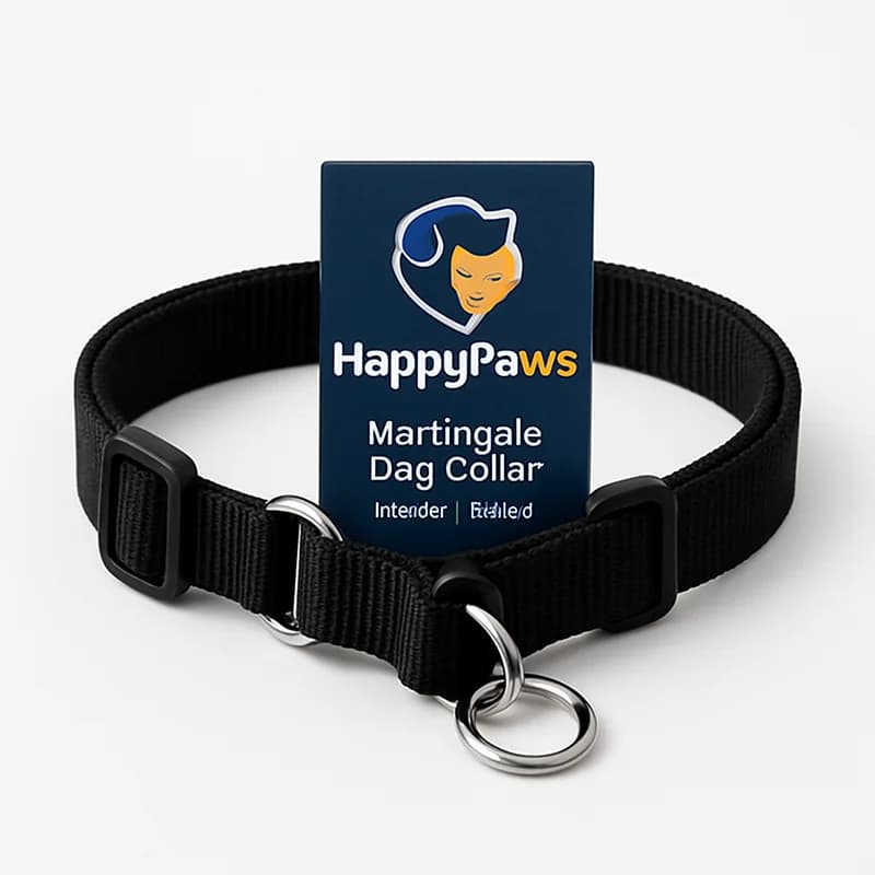 HappyPaws Martingale Dog Collar (Medium, Black)