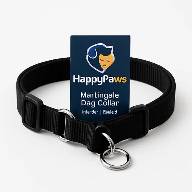 HappyPaws Martingale Dog Collar (Medium, Black)