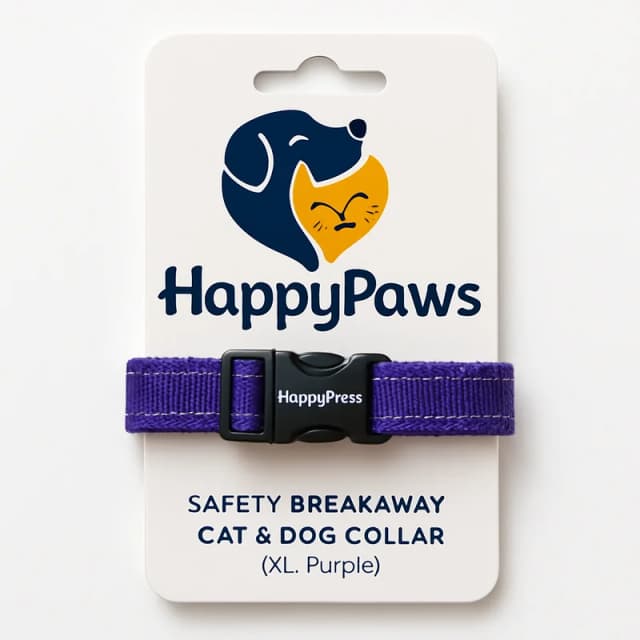 HappyPaws Safety Breakaway Cat & Dog Collar (XL, Purple)