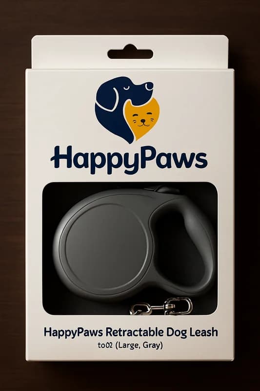 HappyPaws Retractable Dog Leash 16 ft (Large, Gray)