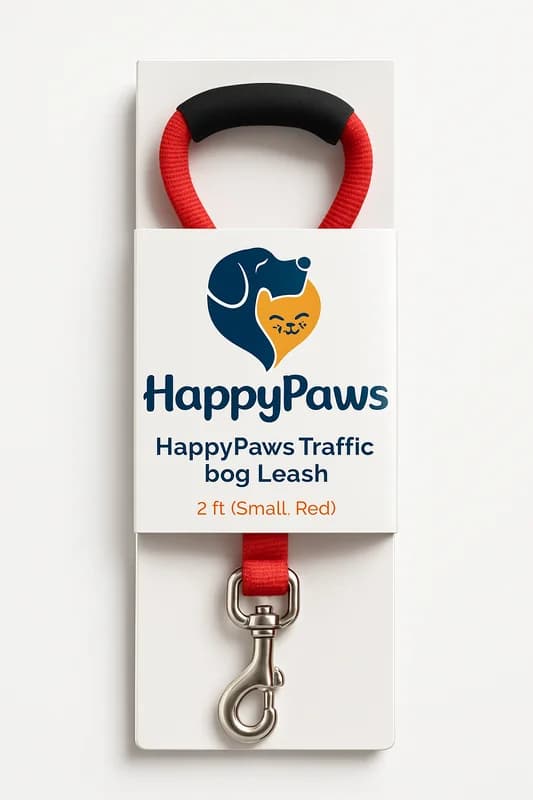 HappyPaws Traffic Dog Leash 2 ft (Small, Red)