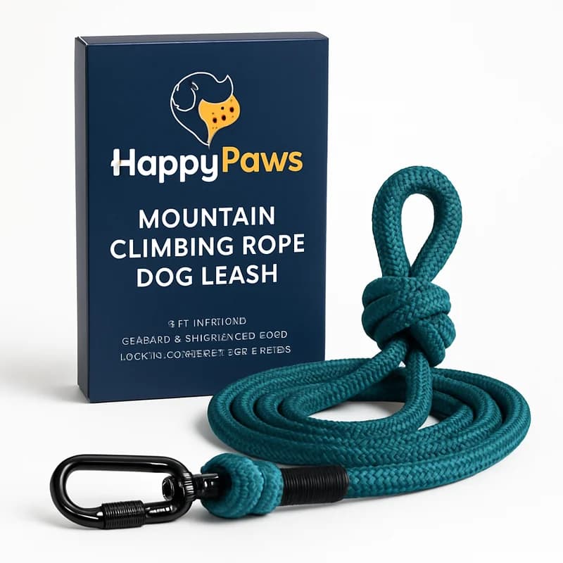 HappyPaws Mountain Climbing Rope Dog Leash 4 ft (Medium, Teal)