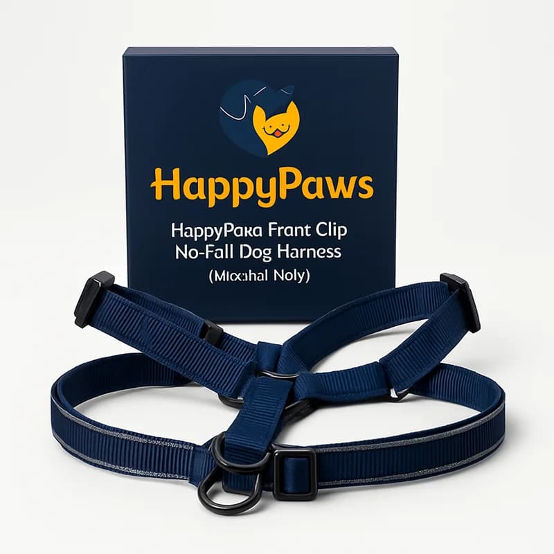 HappyPaws Front-Clip No-Pull Dog Harness (Medium, Navy)