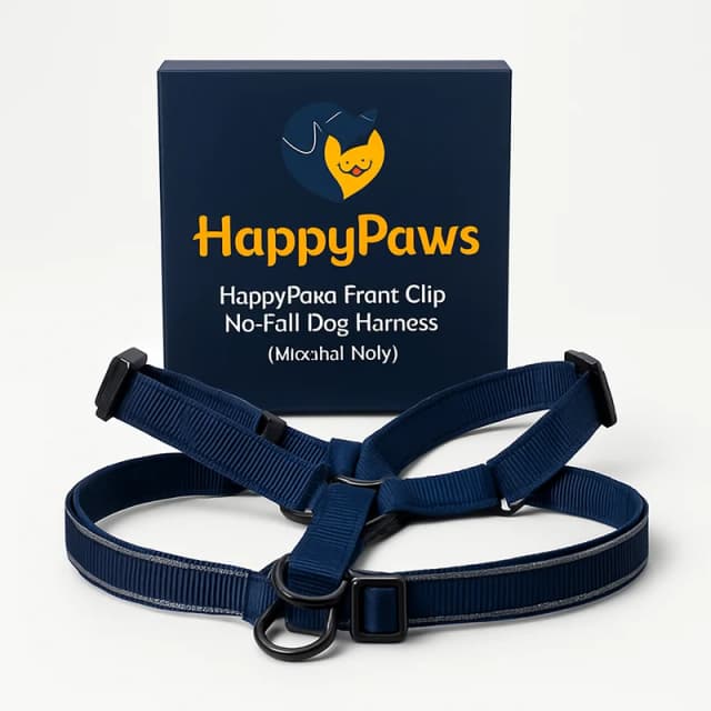 HappyPaws Front-Clip No-Pull Dog Harness (Medium, Navy)