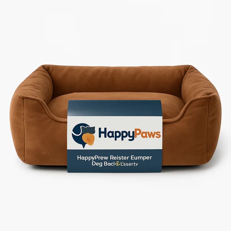 HappyPaws Bolster Bumper Dog Bed (Medium, Brown)