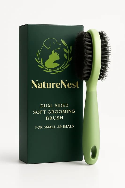 NatureNest Dual-Sided Soft Grooming Brush for Small Animals