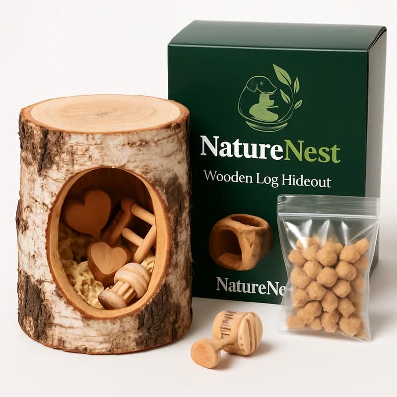 NatureNest Wooden Log Hideout