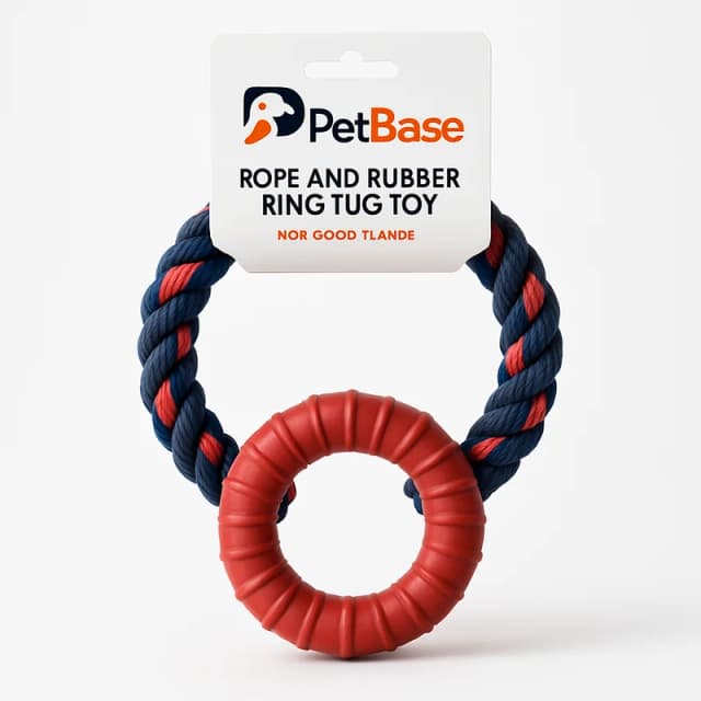 PetBase Rope and Rubber Ring Tug Toy for Dogs (Large)