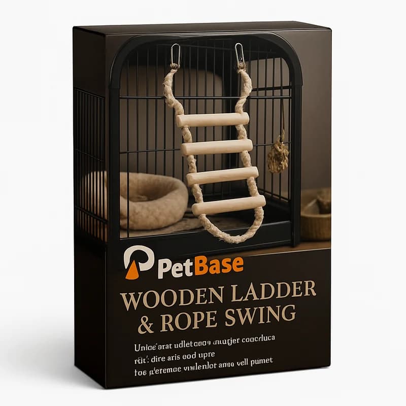 PetBase Wooden Ladder and Rope Swing for Birds