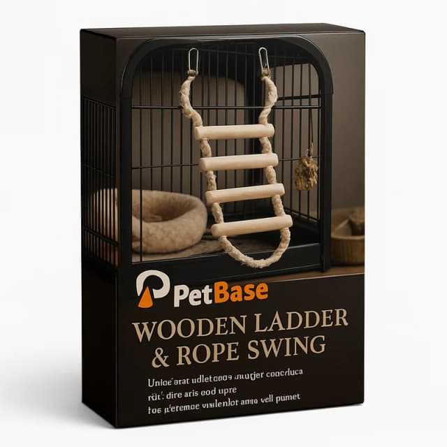 PetBase Wooden Ladder and Rope Swing for Birds