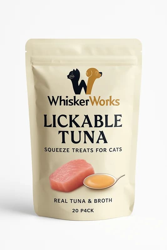WhiskerWorks Lickable Tuna Squeeze Treats for Cats (20-pack)