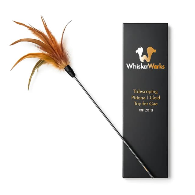 WhiskerWorks Telescoping Feather Wand Toy for Cats (42 inch)
