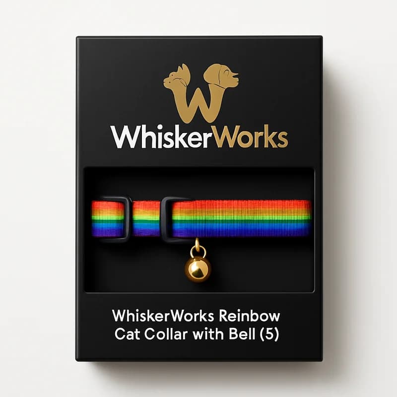 WhiskerWorks Rainbow Cat Collar with Bell (S)