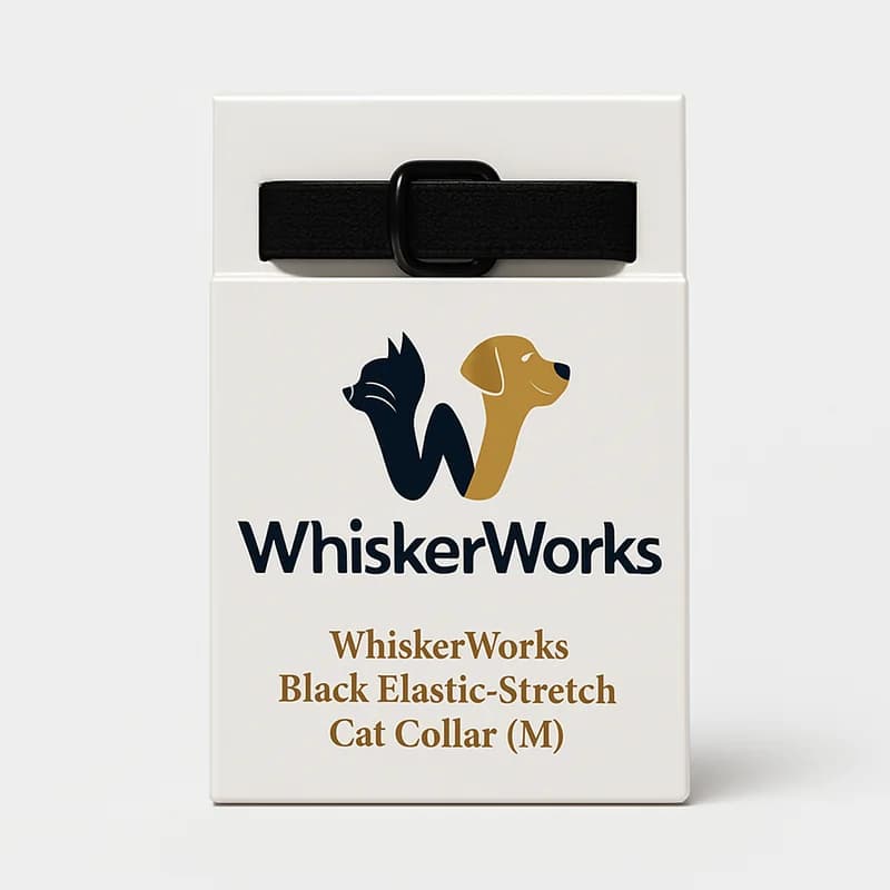 WhiskerWorks Black Elastic Stretch Cat Collar (M)
