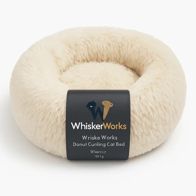 WhiskerWorks Donut Calming Cat Bed Cream (20")