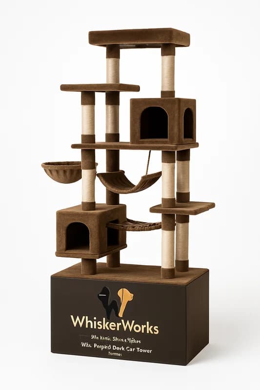 WhiskerWorks 72" XXL Mega 5-Level Cat Tower Brown