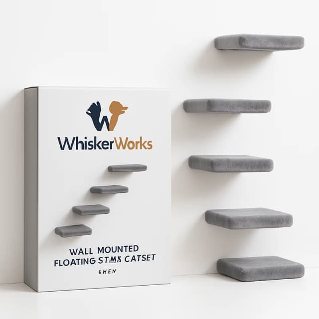 WhiskerWorks Wall-Mounted Floating Steps Cat Set Grey