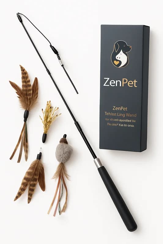 ZenPet Telescoping Wand with 4 Interchangeable Feather Tips for Cats