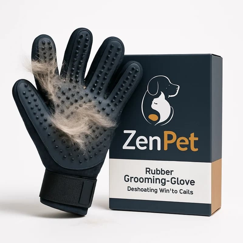 ZenPet Rubber Grooming Glove Deshedding Mitt for Cats