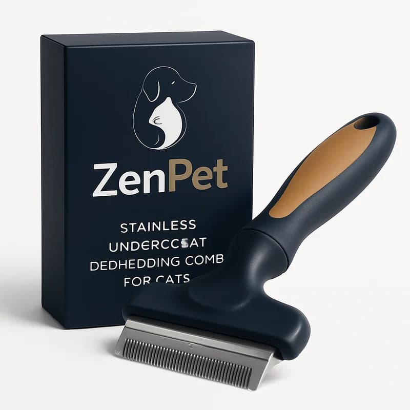 ZenPet Stainless Undercoat Deshedding Comb for Cats