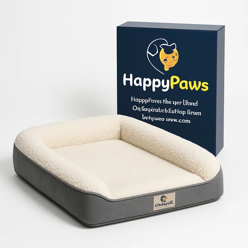 HappyPaws Sherpa-Lined Orthopedic Memory Foam Dog Bed (Medium)