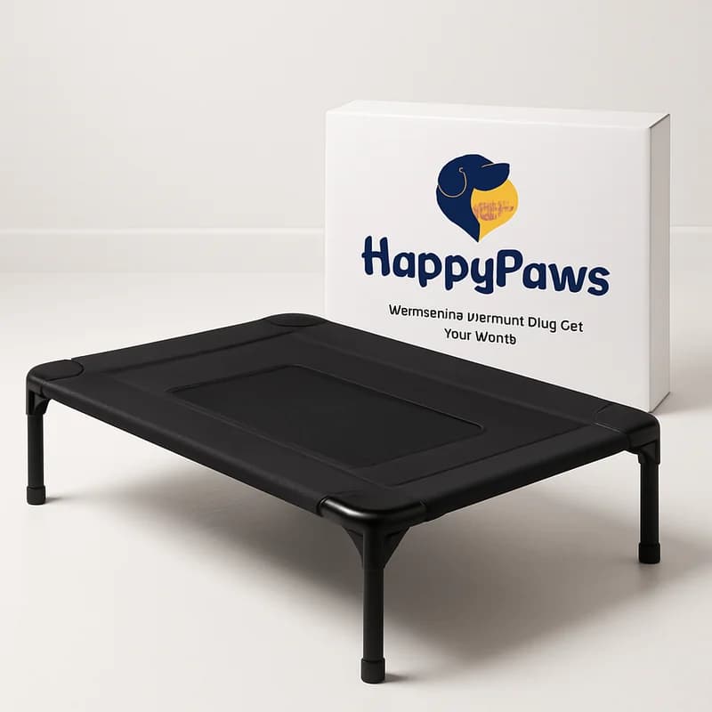 HappyPaws Waterproof Elevated Dog Cot (XL, Black)