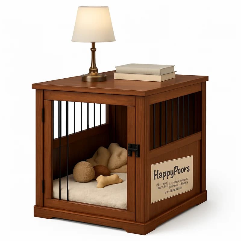 HappyPaws Furniture-Style Wood End Table Dog Crate (Medium)