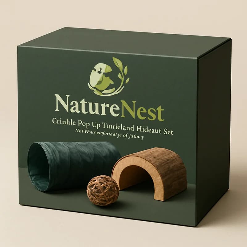 NatureNest Crinkle Pop-Up Tunnel and Hideout Set for Small Animals (3-piece)