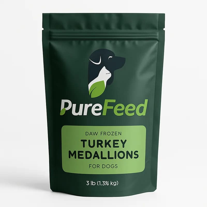 PureFeed Raw Frozen Turkey Medallions for Dogs (3 lb)