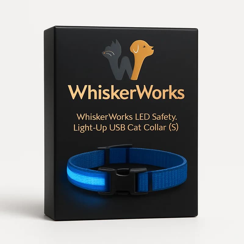 WhiskerWorks LED Safety Light-Up USB Cat Collar (S)